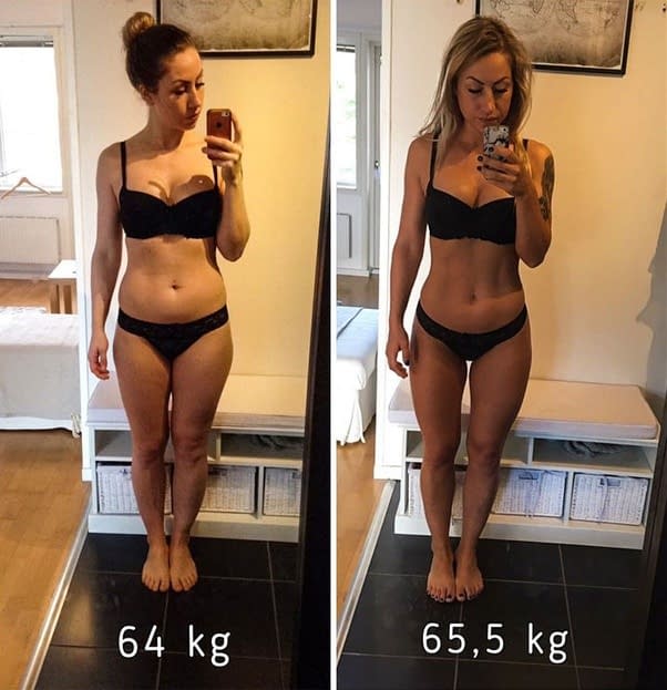 muscle mass vs body fat same weight female